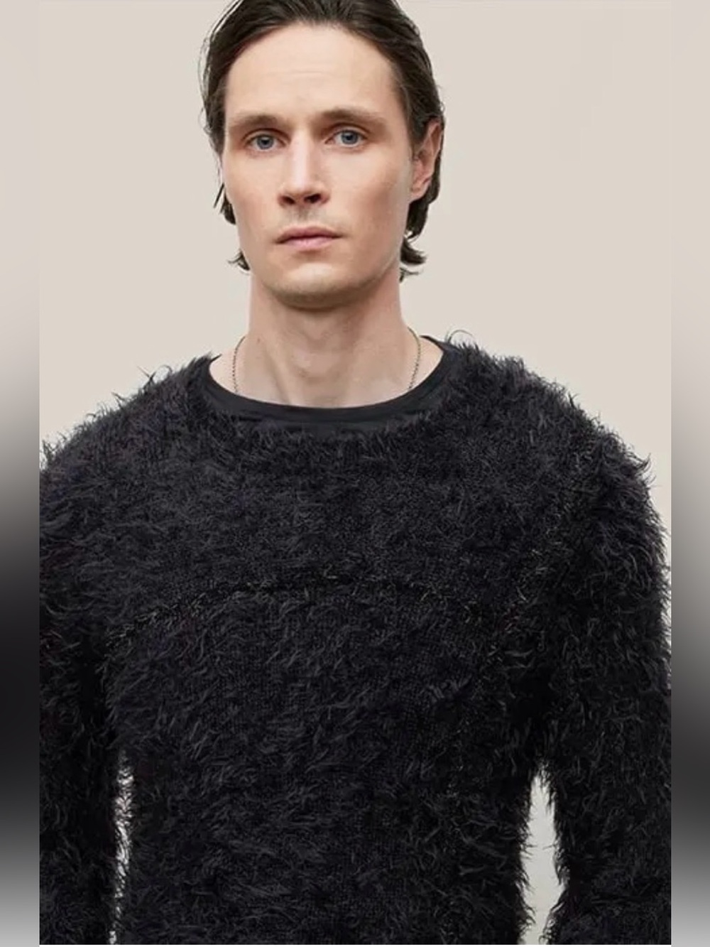New John Varvatos Collection Black Fuzzy Sweater Size medium